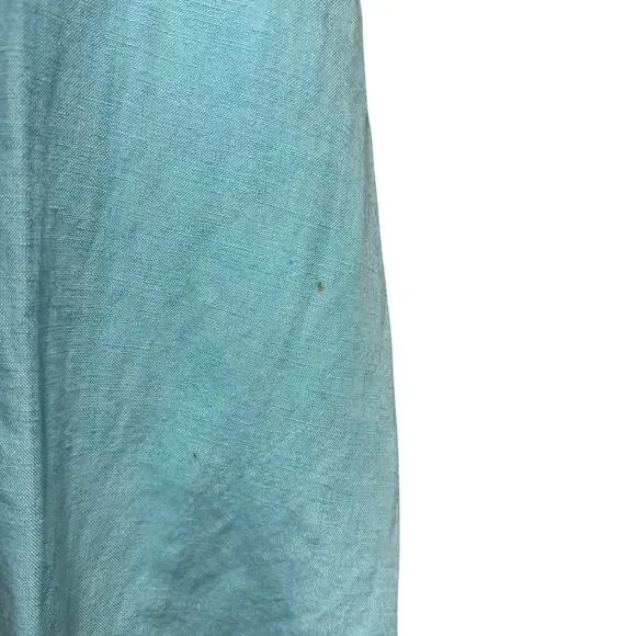 Boston Proper Linen Flare Sleeve Tie Front Top Aqua Splash Blue XL - Picture 5 of 8